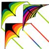 3 Pack Delta Kite Set for Adults and Kids, Single Line Beach Kites for Boys & Girls, Three Handle with String Included (Green, Orange & Rainbow) view 1