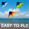 3 Pack Delta Kite Set for Adults and Kids, Single Line Beach Kites for Boys & Girls, Three Handle with String Included (Blue, Green & Orange) view 3