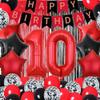 10th Birthday Decorations for Boys Red Black Happy 10th Birthday Banner Tenth Birthday Supplies 32inch Number 10 Balloons Fringe Curtain 10 Years Old Bday Party Supplies Kit for Him Her Girls (Red) view 1