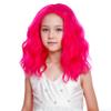 Edivd Kids Hot Pink Wig Child Rose Red Side Part Wig Girls Neon Pink Wavy Curly Wigs Heat Resistant Synthetic Wigs with Cap view 1