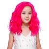 Edivd Kids Hot Pink Wig Child Rose Red Side Part Wig Girls Neon Pink Wavy Curly Wigs Heat Resistant Synthetic Wigs with Cap view 2