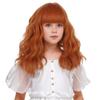 Edivd Child Ginger Orange Wig Kids Short Ginger Wig with Air Bangs Girls Dark Orange Wavy Curly Wigs Heat Resistant Synthetic Wigs with Cap view 2