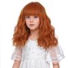 Edivd Child Ginger Orange Wig Kids Short Ginger Wig with Air Bangs Girls Dark Orange Wavy Curly Wigs Heat Resistant Synthetic Wigs with Cap view 3