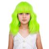 DUDUWIG Lime Green Wig Short Neon Green Wavy Curly Wig with Air Bangs Heat Resistant Synthetic Wigs with Cap (Small Size) view 2