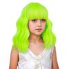 DUDUWIG Lime Green Wig Short Neon Green Wavy Curly Wig with Air Bangs Heat Resistant Synthetic Wigs with Cap (Small Size) view 3