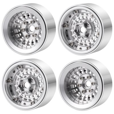RCHUBAM 1.9in Beadlock Wheel Rims 56 * 30MM 4PCS Aluminum Wheels Compatible with Axial SCX10 TRX4 TRX6 Redcat Gen7 8 1/10 Scale RC Crawler Car Upgrades (Silver)