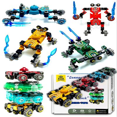 4-Pack Transformable Fidget Spinners for Kids,DIY Transforming Car & Robot Fidget Toys,Easter Basket Stuffers Gifts,Stress Relief Sensory Toys for Boys
