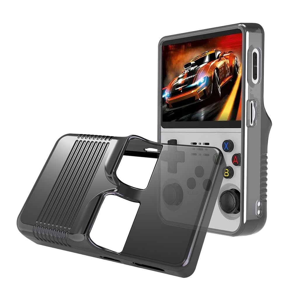 Protective Case Sleeve for R36S Retro Handheld Game Console Soft Skin Cover Dust-Proof Shockproof TPU Shell Protector (Translucent Black)