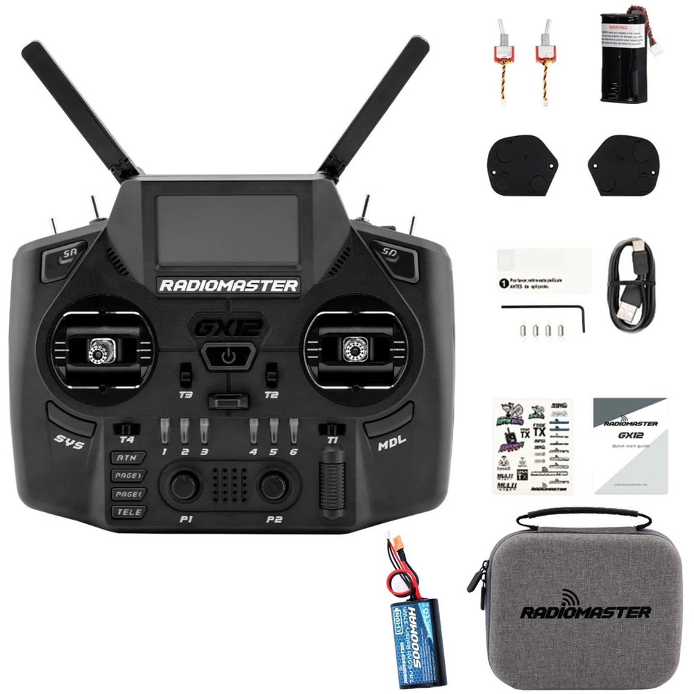 HTLNUZD Radiomaster GX12 ExpressLRS Dual-Band Gemini Xross Band Radio Controller with 3D Digital Hall Gimbal 2.4GHz/915MHz for FPV Drones RC Aircraft (GX12 M2-5000)
