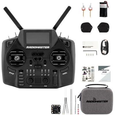 HTLNUZD Radiomaster GX12 ExpressLRS Dual-Band Gemini Xross Band Radio Controller with 3D Digital Hall Gimbal 2.4GHz/915MHz for FPV Drones RC Aircraft (GX12 M2-BDR4)