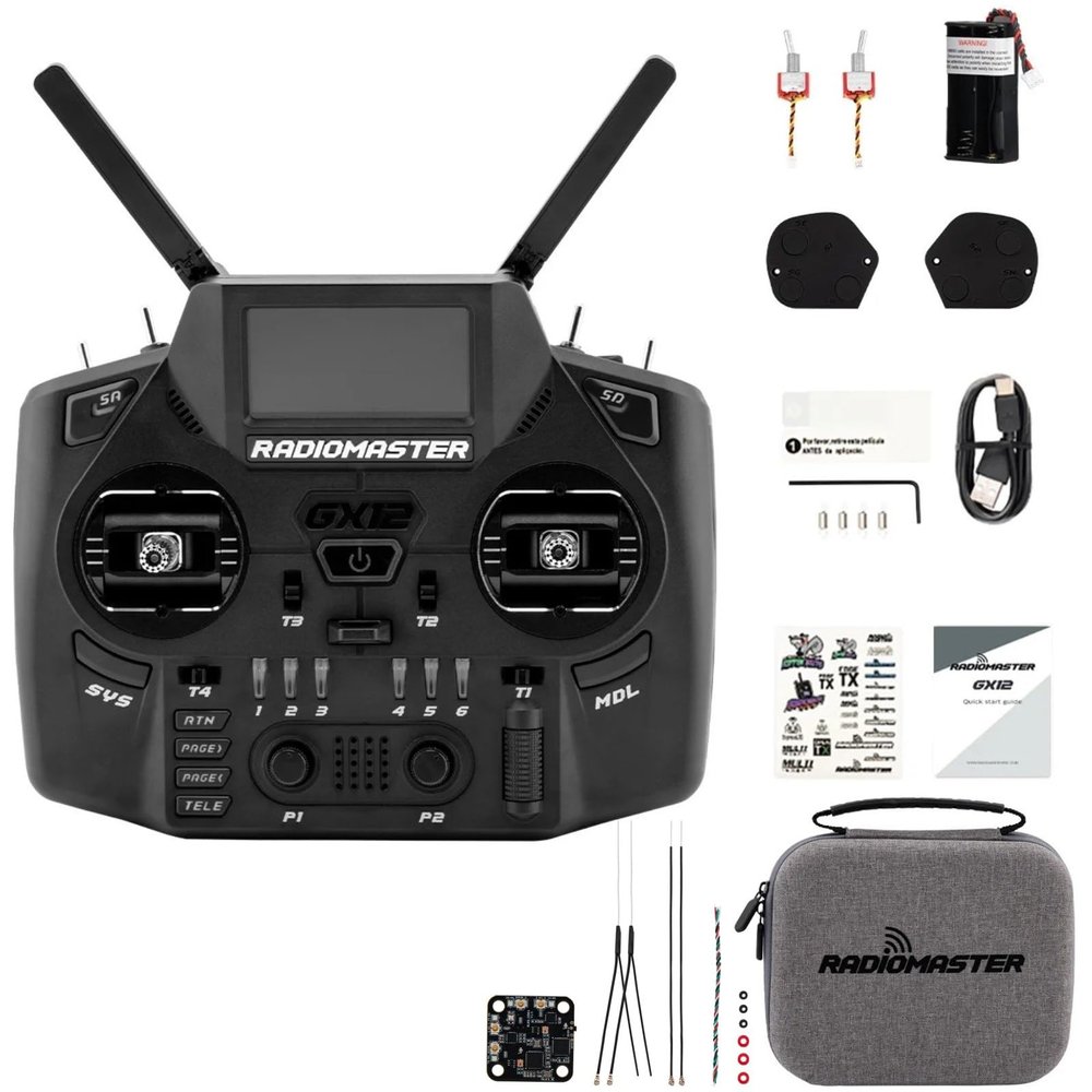HTLNUZD Radiomaster GX12 ExpressLRS Dual-Band Gemini Xross Band Radio Controller with 3D Digital Hall Gimbal 2.4GHz/915MHz for FPV Drones RC Aircraft (GX12 M2-BDR4)