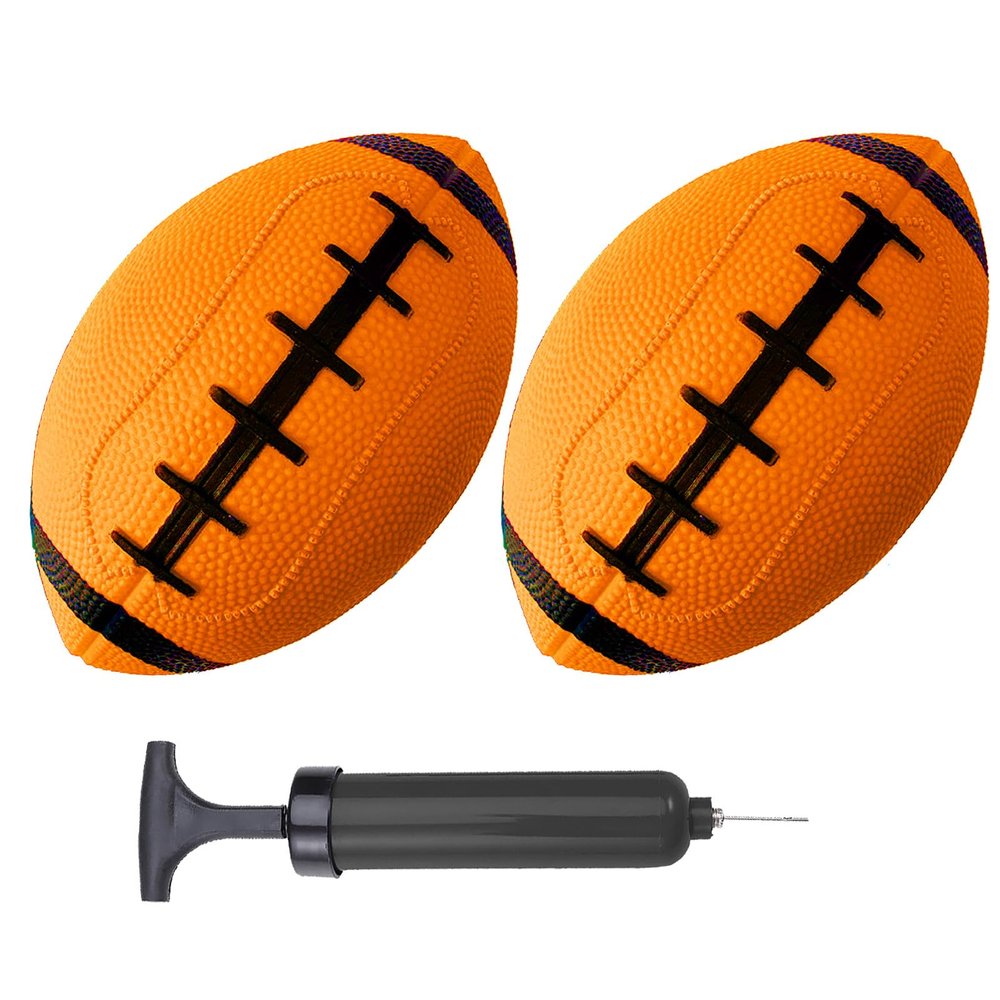 ABAJI Toy Football 2PCS 6 inch Small Mini Ball for Kid Toddler Soft Rubber Come with Pump Needle Boys Girls Gift Party Decor