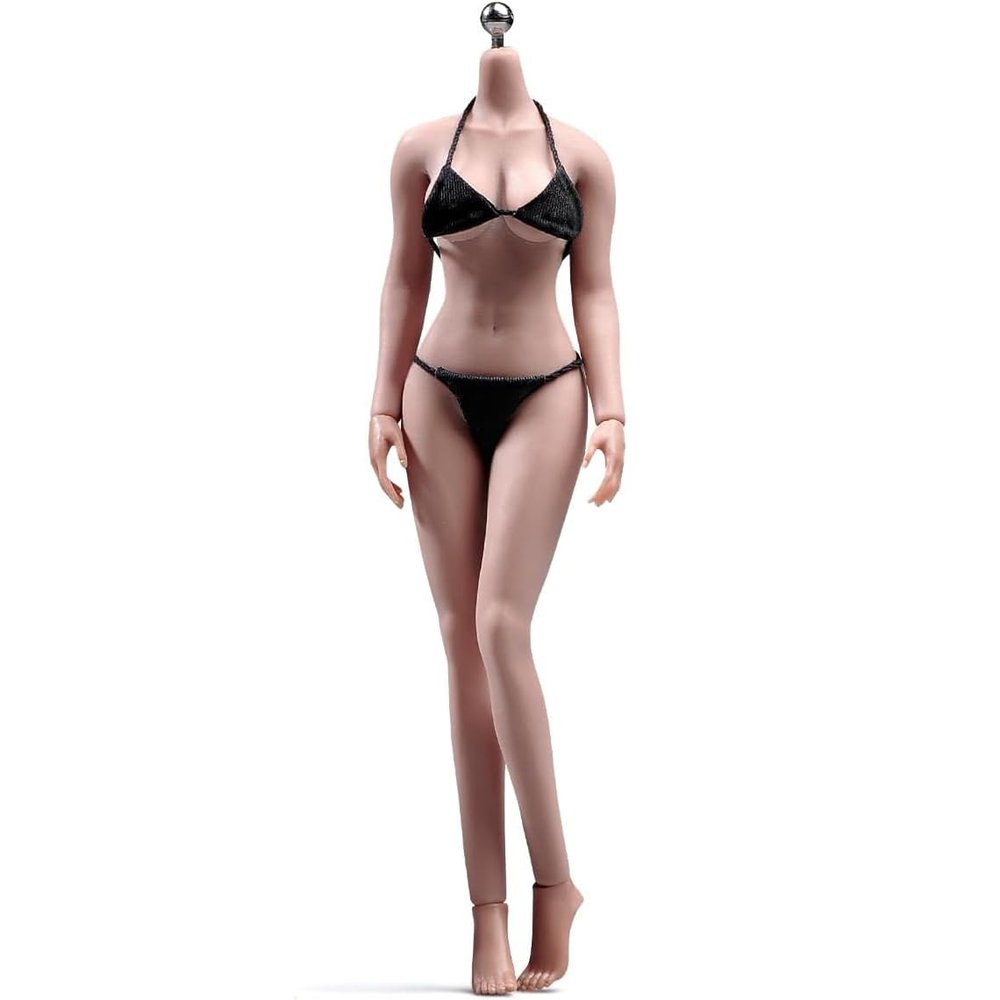 1/12 Scale Female Action Figure Body, 6 inches Seamless Slender Realistic Soft Flexible Female Body Figure Model - Detachable 5 Pairs of Hands & 2 Pairs of Feet Shapes (Wheat Skin)