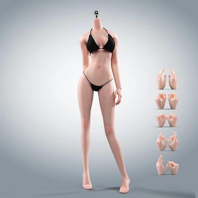 1/6 Scale Female Action Figure Body, 12 inches Slender Seamless Action Figure Body, Super Realistic Soft & Flexible Female Figure Body Model with Detachable 5 Pairs of Hand Gesture (Pale Skin)