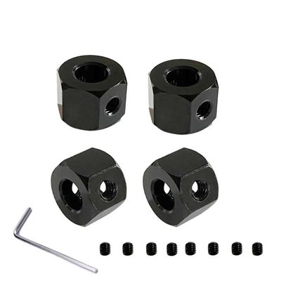 GFEJVDBI 4PCS Metal Wheel Hub Hex Adapter 5mm to 12mm for Various RC Cars Compatible with D12 C14 C24 B14 B16 MN D91 Upgrade Parts(Black)