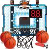Adjustable Height Basketball Hoop Indoor with LED Lights, Basketball Toys Gifts for 5 6 7 8 9 10+ Year Old Boys Kids, Indoor Over The Door Mini Basketball Hoops with Electronic Scoreboard & 3 Balls view 1
