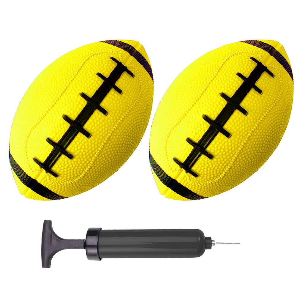ABAJI Toy Football 2PCS 6 inch Small Mini Ball for Kid Toddler Soft Rubber Come with Pump Needle Boys Girls Gift Party Decor