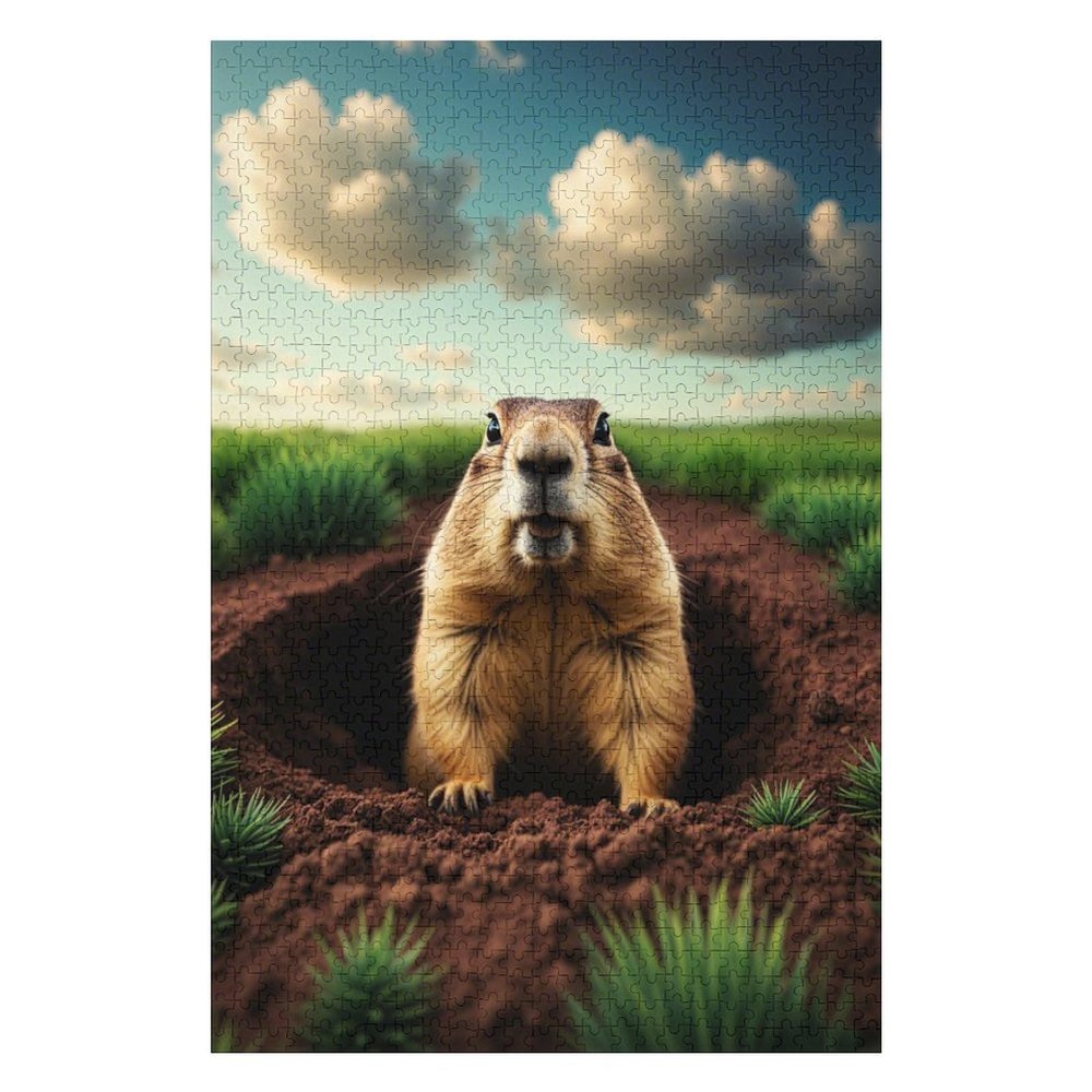 Jigsaw Puzzles 1000 Pieces for Adults - Groundhog Pops Out Hole Groundhog Day Wooden PuzzleAdults Teenagers and Kids Toys,Difficult Puzzles,Brain Development Games,Art Educational Game Puzzle