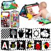3PCS High Contrast Black & White Baby Toys - Tummy Time Mirror Infant Toys with Crinkle Cloth and Teether, Visual Stimulation Sensory Books for Newborns 0 3 6 12 Months, Shower Gift, Stocking Stuffers view 1