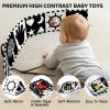 3PCS High Contrast Black & White Baby Toys - Tummy Time Mirror Infant Toys with Crinkle Cloth and Teether, Visual Stimulation Sensory Books for Newborns 0 3 6 12 Months, Shower Gift, Stocking Stuffers view 4