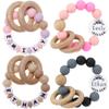 2Pack - Personalized Gift Rattle with Name for Boys and Girls,Customized Wooden Rattle Ring,Custom Keepsake Rattle Baby Gift view 1