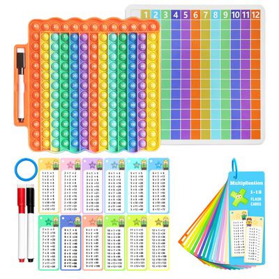 Anemeeoke Multiplication Flash Cards + Pop Fidget Multiplication Chart, Times Table Educational Flashcard 3rd Grade, 4th, 5th, 6th Grade for Kids Home School