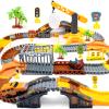 CORPER TOYS 271-pcs Construction Race Track Set Toys with Light Up Electric Construction Race Car, Dinosaur Race Car, Crane, Egg, Trees and Road Signs DIY Race Car Track for Kids Gift view 1