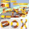 CORPER TOYS 271-pcs Construction Race Track Set Toys with Light Up Electric Construction Race Car, Dinosaur Race Car, Crane, Egg, Trees and Road Signs DIY Race Car Track for Kids Gift view 3