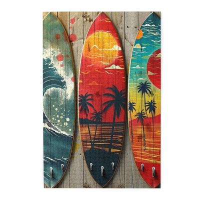 1000 Piece Wood Puzzles for Adults, Surfboard Surfing Waves Palm Trees Hawaiian Tropical Colorful Jigsaw Puzzles, Funny Challenging Puzzles, Great Gift for Family Friends