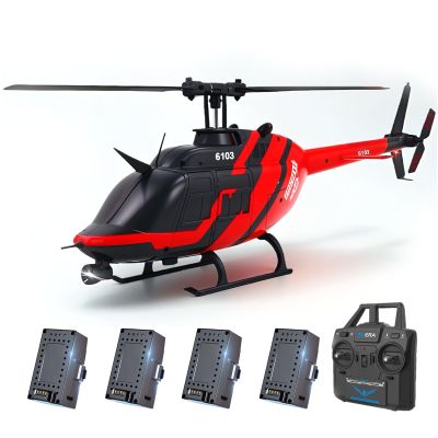 C138 1/33 Scale 206 Bell RC Helicopter for Adults - Optical Flow Positioning, 2.4G 6CH, 6-Axis Gyro, Altitude Hold, Heli Single Rotor, 10-12min Flight, Easy Control for Beginners (4 Batteries)