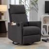 038 Cotton Linen Fabric Swivel Rocking Chair Glider Rocker Recliner Nursery Chair with Adjustable Back and Footrest for Living Room Indoor,Dark Gray view 1