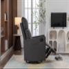 038 Cotton Linen Fabric Swivel Rocking Chair Glider Rocker Recliner Nursery Chair with Adjustable Back and Footrest for Living Room Indoor,Dark Gray view 4