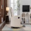 038 Cotton Linen Fabric Swivel Rocking Chair Glider Rocker Recliner Nursery Chair with Adjustable Back and Footrest for Living Room Indoor,Beige view 3