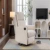 038 Cotton Linen Fabric Swivel Rocking Chair Glider Rocker Recliner Nursery Chair with Adjustable Back and Footrest for Living Room Indoor,Beige view 4