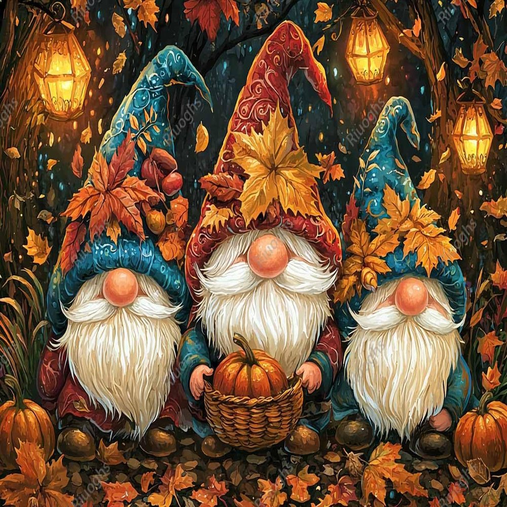 Autumn Harvest Season Garden gnome 1000 Pieces Jigsaw Puzzles for Adults Challenging Entertainment Wooden Puzzle Toys Home Decoration Challenge Puzzle Games Best Gifts for Family,Children,Friends