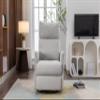 038 Cotton Linen Fabric Swivel Rocking Chair Glider Rocker Recliner Nursery Chair with Adjustable Back and Footrest for Living Room Indoor,Light Gray view 3