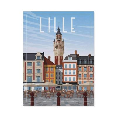 Jigsaw Puzzle 1000 PiecesLille France Vintage Travel PosterLarge Family Puzzle Game Artwork for Adults Teens75x50cm-BM95