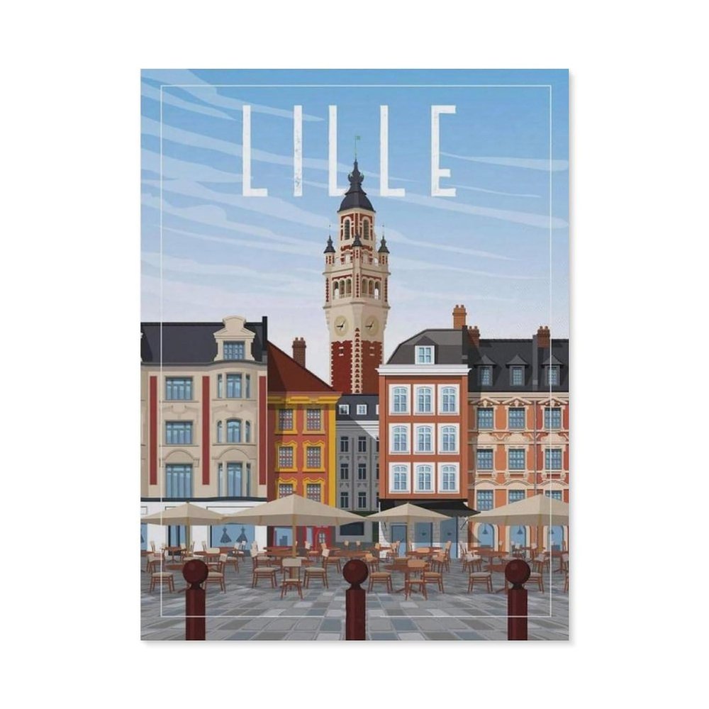 Jigsaw Puzzle 1000 PiecesLille France Vintage Travel PosterLarge Family Puzzle Game Artwork for Adults Teens75x50cm-BM95