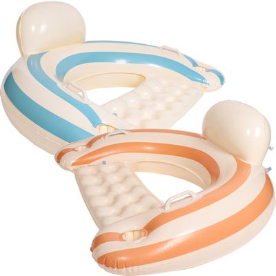2PCS Pool Swim Ring Inflatable Pool Floats Water Fun Large Adult Swimming Pool Float for Beach Lake Summer Holiday Beach Party (U-Multi Lollipop Striped,2)