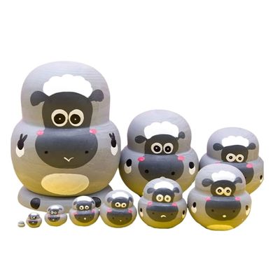 PXIWDAN Nesting Doll Sheep Animal Nesting Dolls Wooden Stacking Handmade FigurinesMatryoshka Nesting Dolls Lamb Stacking Doll