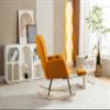 053 Teddy Fabric Rocking Chair with Adjustable Footrest,Caramel view 2