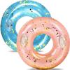2 Pack Giant Swim Ring with Handles for Adults,47 Inch Pool Inner Tubes with Gold Confetti,Inflatable Pool Floats Rafts,Pool Floaties Adult Size for Summer Pool Party Beach (Blue and Pink) view 1
