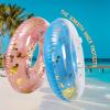 2 Pack Giant Swim Ring with Handles for Adults,47 Inch Pool Inner Tubes with Gold Confetti,Inflatable Pool Floats Rafts,Pool Floaties Adult Size for Summer Pool Party Beach (Blue and Pink) view 4