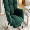 053 Teddy Fabric Rocking Chair with Adjustable Footrest,Green view 4