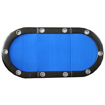 Folding Poker Table Top for 10 Players Tri Fold Texas Holdem BlackCasino Game Tabletop Blue