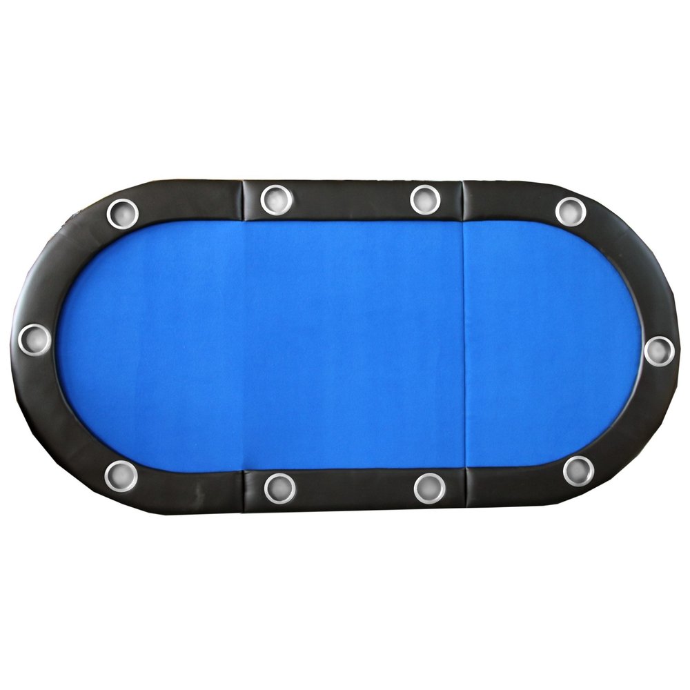Folding Poker Table Top for 10 Players Tri Fold Texas Holdem BlackCasino Game Tabletop Blue