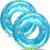 2 pcs Giant Swim Ring with Handles for Adults,47Inch Clear Pool Inner Tubes with Gold Confetti,Inflatable Pool Floats,Pool Floaties Adult Size for Summer Pool Party Beach (Blue Style) view 1