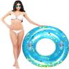 2 pcs Giant Swim Ring with Handles for Adults,47Inch Clear Pool Inner Tubes with Gold Confetti,Inflatable Pool Floats,Pool Floaties Adult Size for Summer Pool Party Beach (Blue Style) view 2