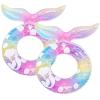 2pcs Pool Floats Mermaid Pool Tubes with Tail,Inflatable Swimming Ring, Cute Pool Float Tube Decorations Swim Tubes Outdoor Pool Beach Water Floats Party Supplies Floaties (Pool Ring with Tail) view 1