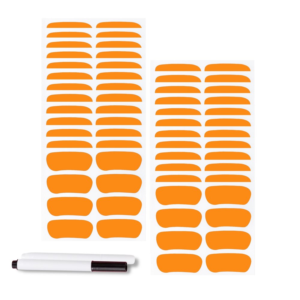 100 Pairs Sports Eye Black Stickers Set for Baseball, Softball, Football, Lacrosse Fans - Breathable Eye Stickers with 2 Pencils for Party Game Day Sports Supplies (Orange)